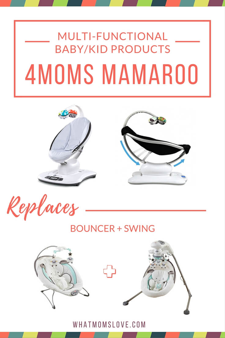 Buy less baby stuff with these multi-functional products. 4moms Mamaroo - a bouncer and swing in one.