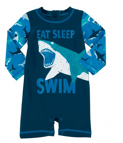 Infant Girls Long Sleeved Blue Cherry Print Rash Guard Baby Swimming Suit 