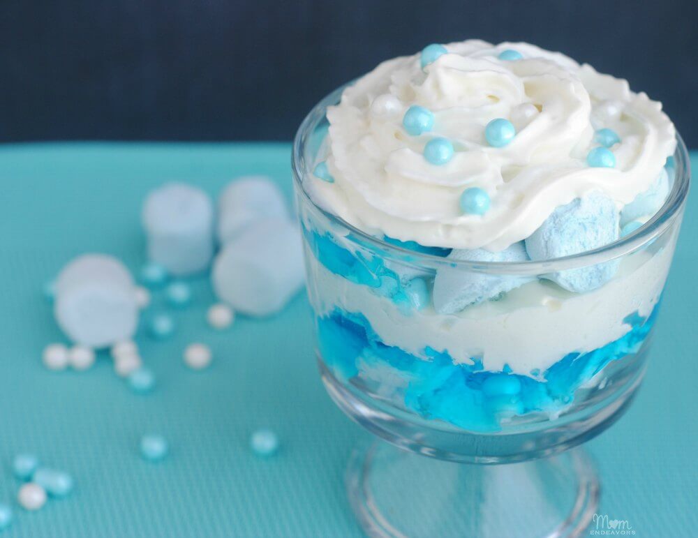 Easy Disney Frozen Dessert Ideas - Blue Marshmallow Trifle by Mom Endeavors