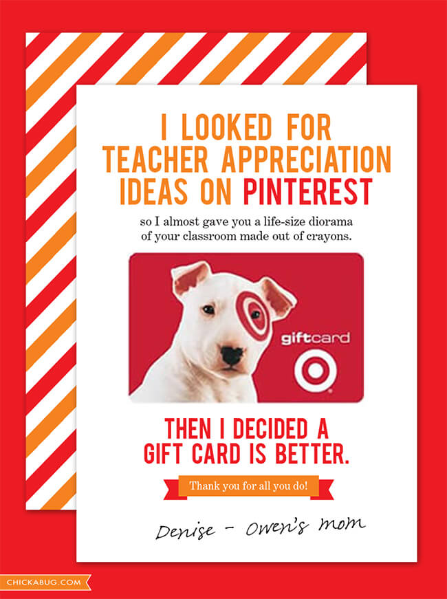 Teacher Gift Card Printables