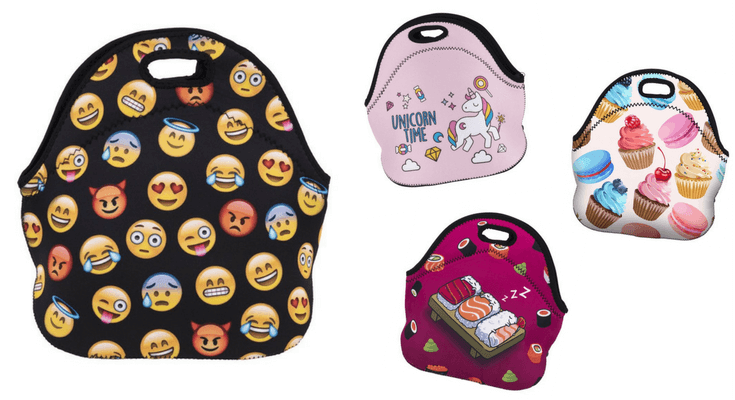 Emoji unicorn sushi neoprene lunch bags for kids and teens | back to school shopping guide