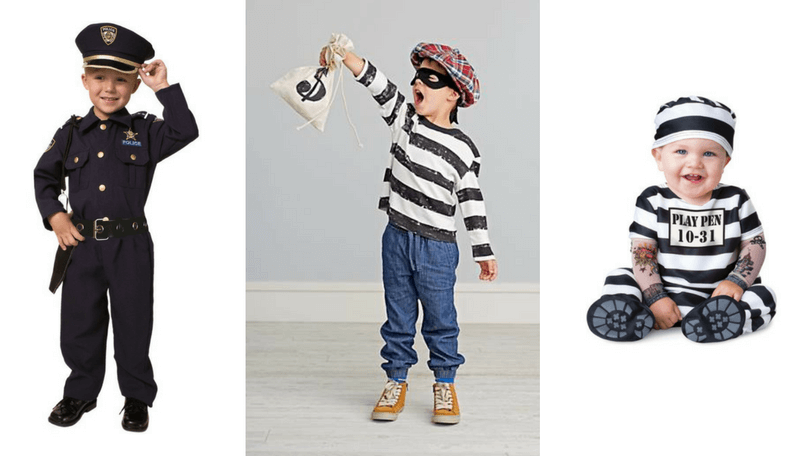 Creative Halloween Costumes for Siblings - Robber, Cop and Convict