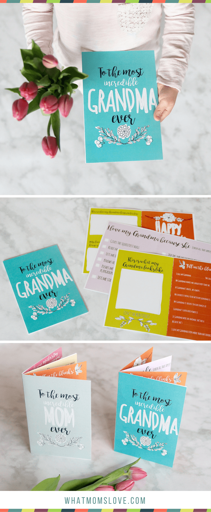 Free Printable Mothers Day Card | All About Mom or Grandma Book for kids to make - includes fun questionnaire, coupons for mom, and space to draw and color. The perfect DIY homemade card - super easy!