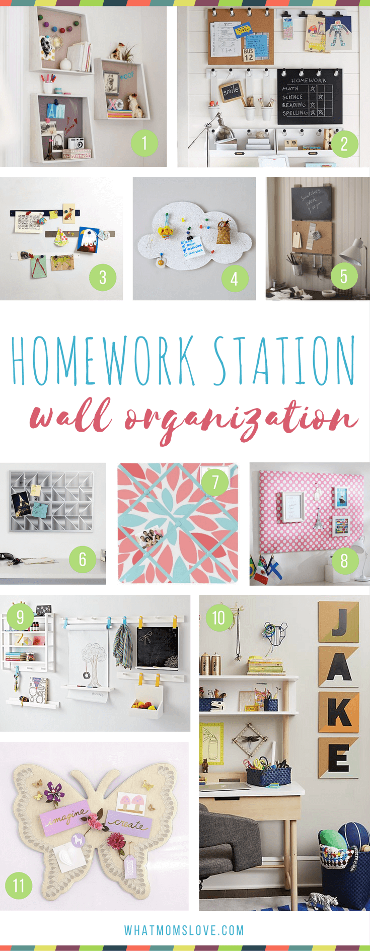 How to make a homework station for kids - wall organization for a study space