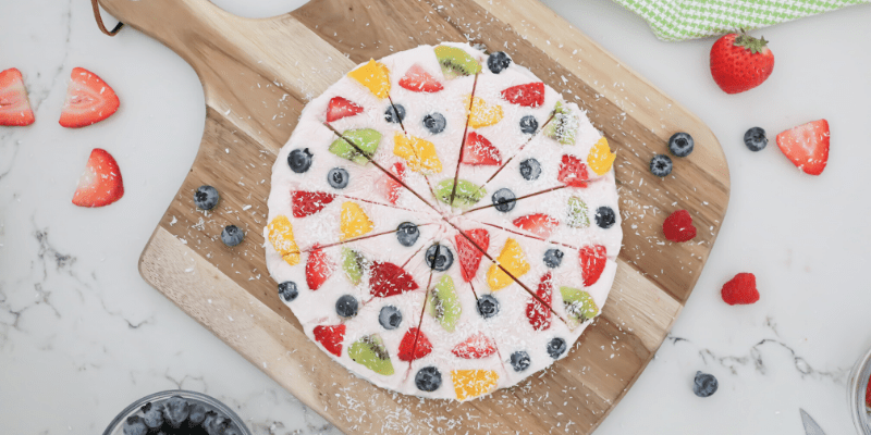 Frozen Yogurt Fruit Bark Pizza - Healthy snack for kids