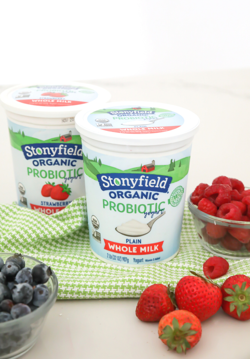 Stonyfield Organic Yogurt with fresh fruit
