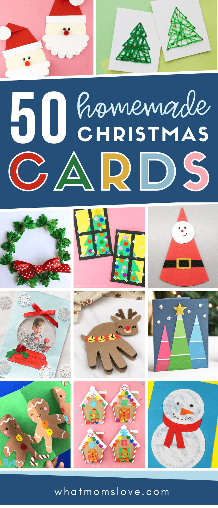 collage of homemade christmas cards kids can make
