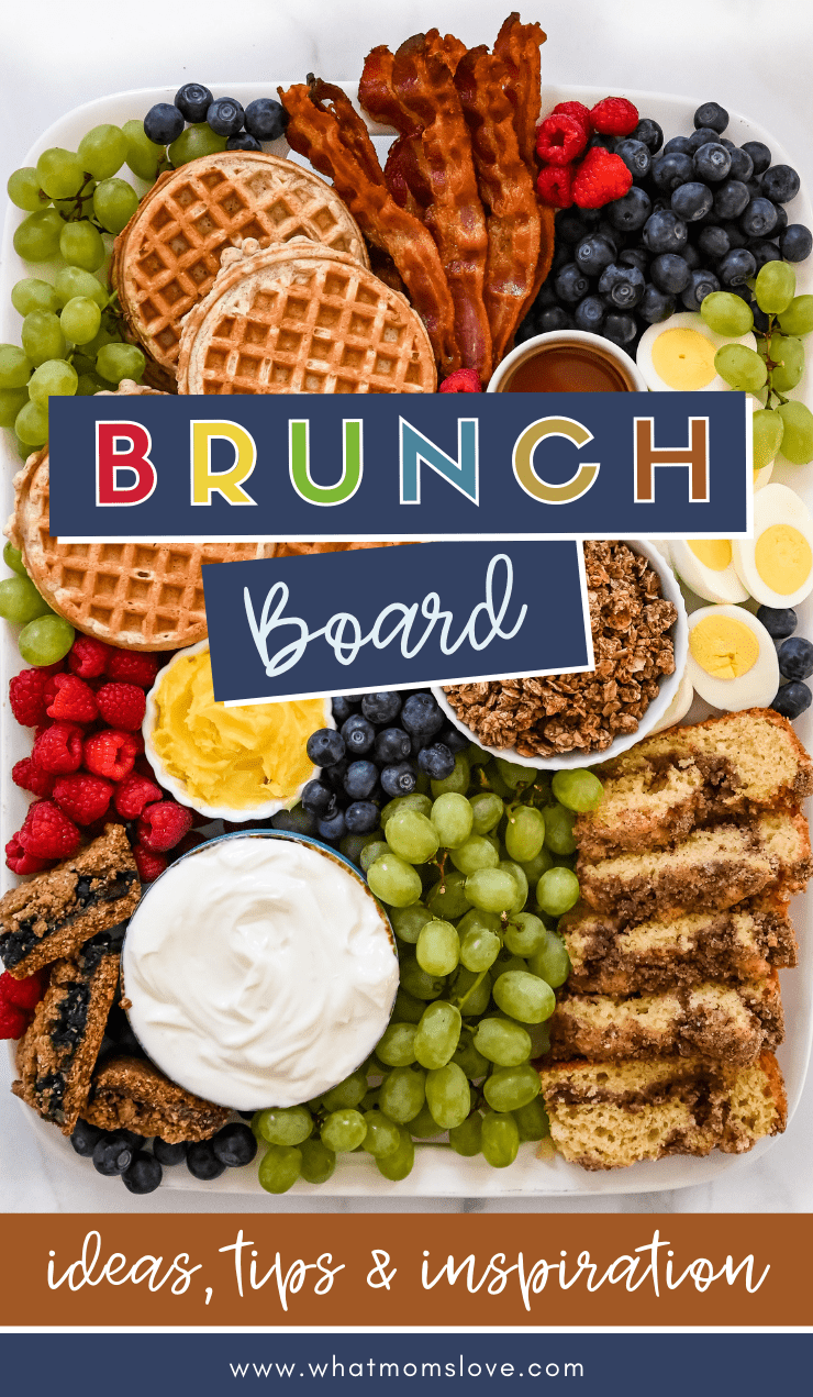Brunch board with breakfast foods
