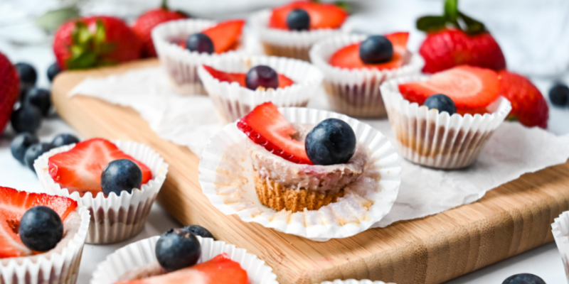 Mini Berry Cheesecakes. A Red, White & Blue Dessert That’s Perfectly Poppable.