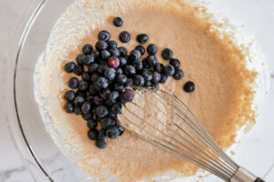 Healthy Blueberry Oatmeal Pancakes recipe batter
