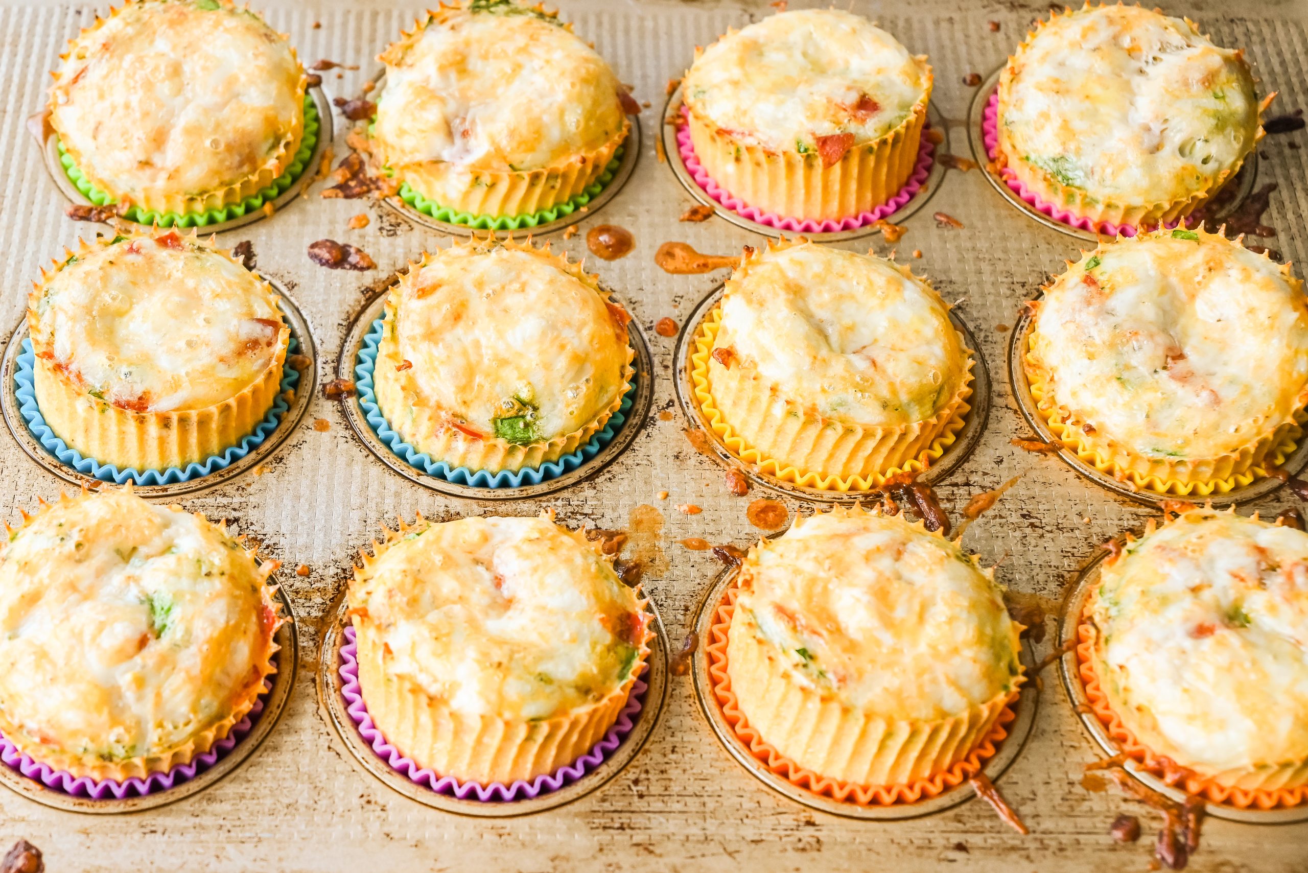 pizza egg muffins in muffin pan